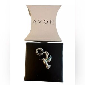 Avon Charm Cherished Memories Spring Silver Tone Hummingbird Blue Bohemian NIB